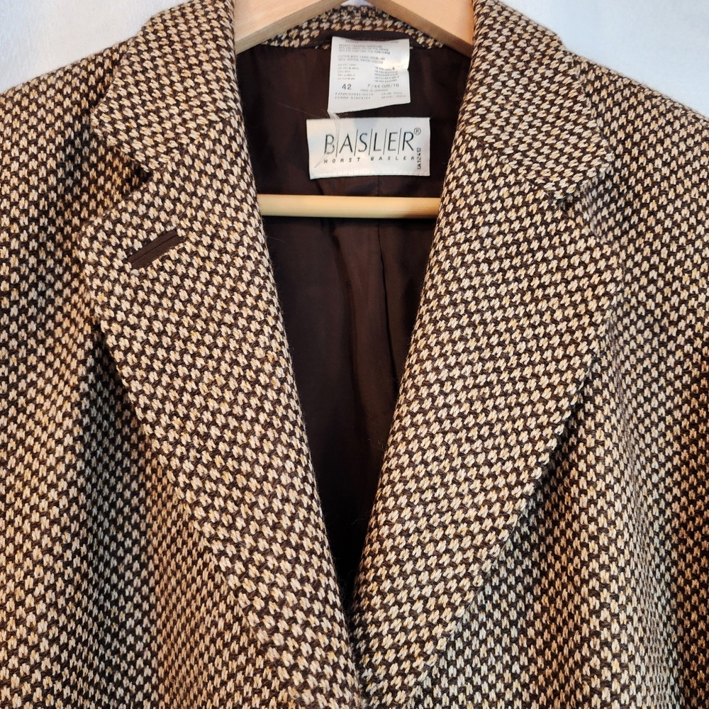 Vintage Women's 10 Basler 100% Lambswool Blazer Brown Single Breasted Pocketed - Picture 11 of 14